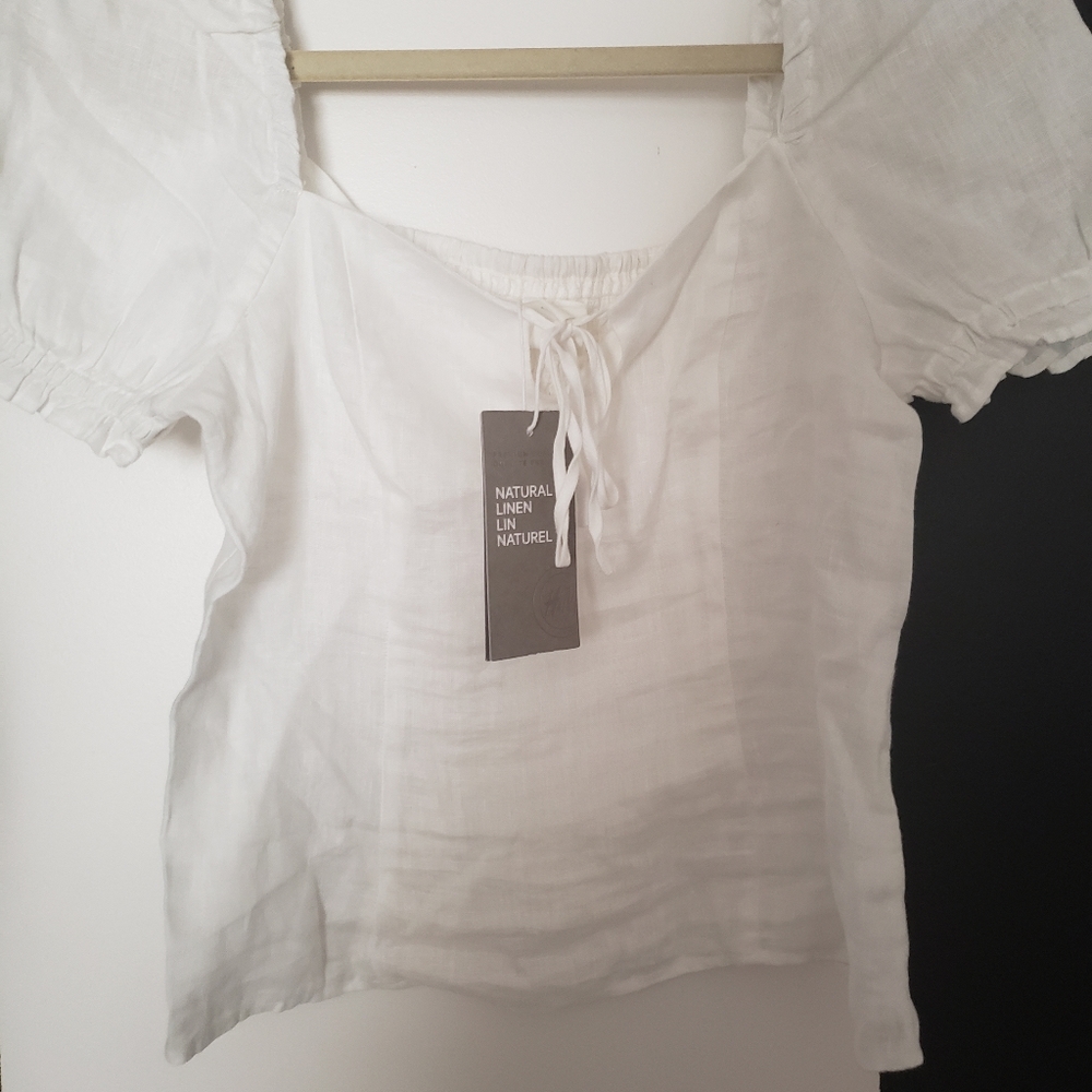 H&M White Linen Top
